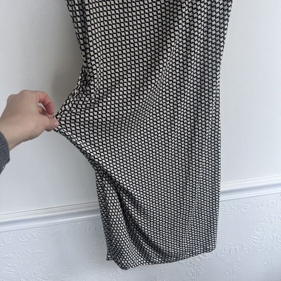 CAbi Monroe Dress Medium Black White Graphic Print Draped Ruched Jersey Knit - Picture 7 of 9